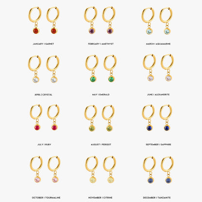 Birthstone Charm Hoops