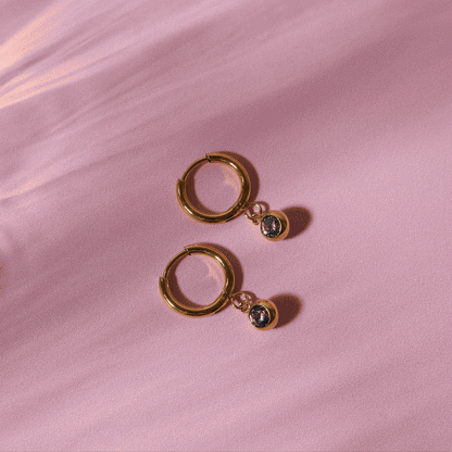Birthstone Charm Hoops