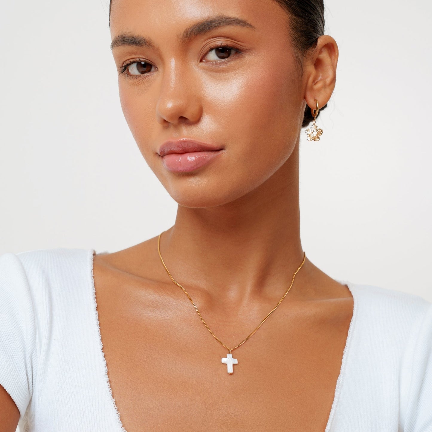 Mother of Pearl Cross Necklace