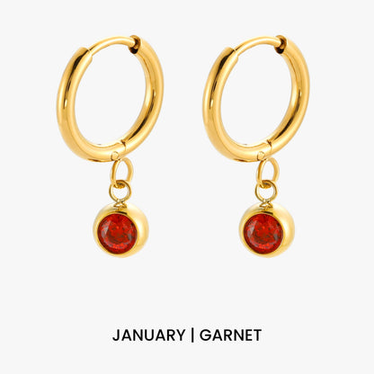 Birthstone Charm Hoops