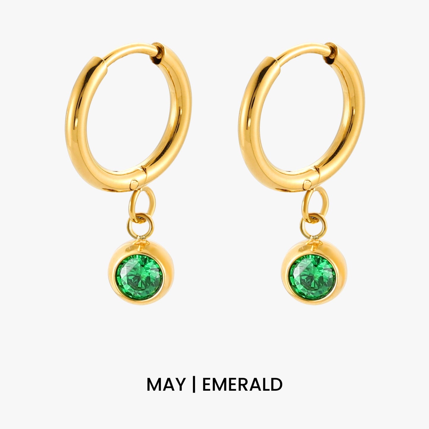 Birthstone Charm Hoops