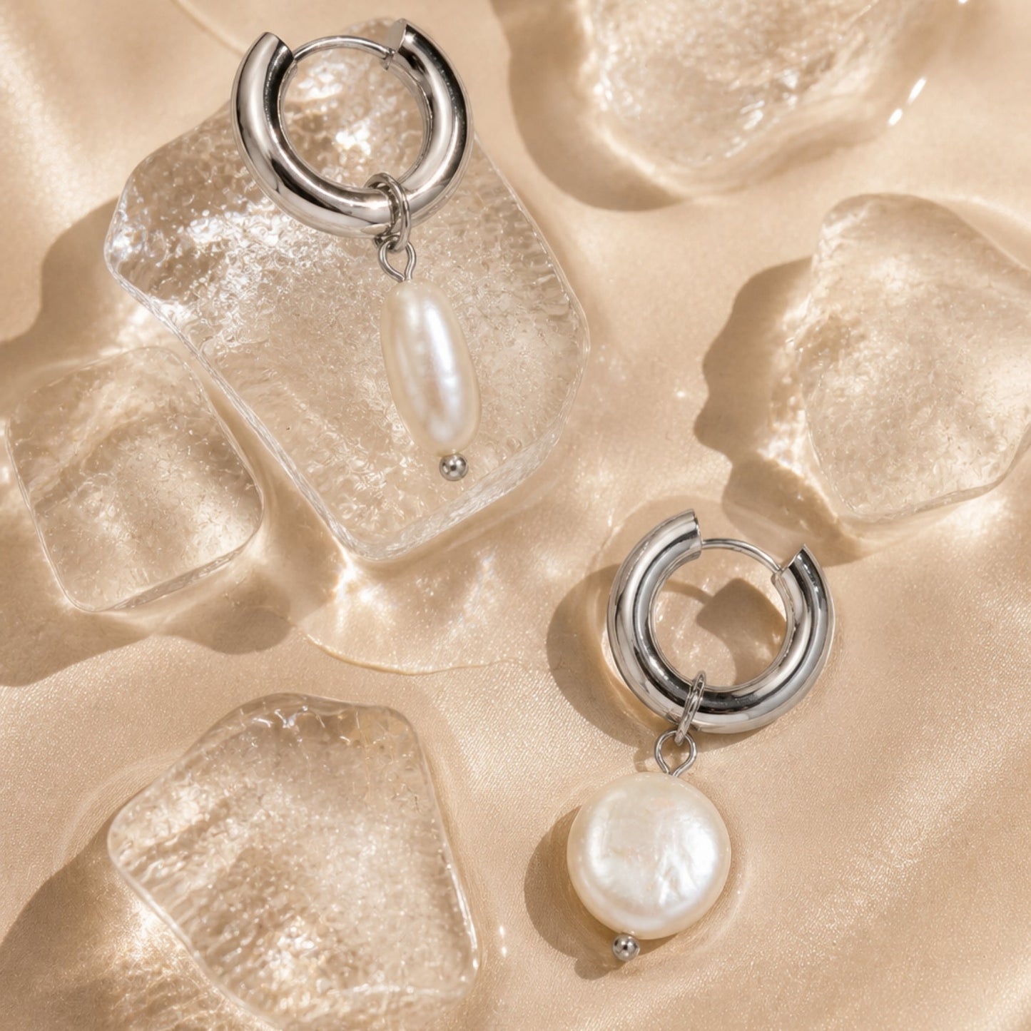 Chunky Pearl Hoops